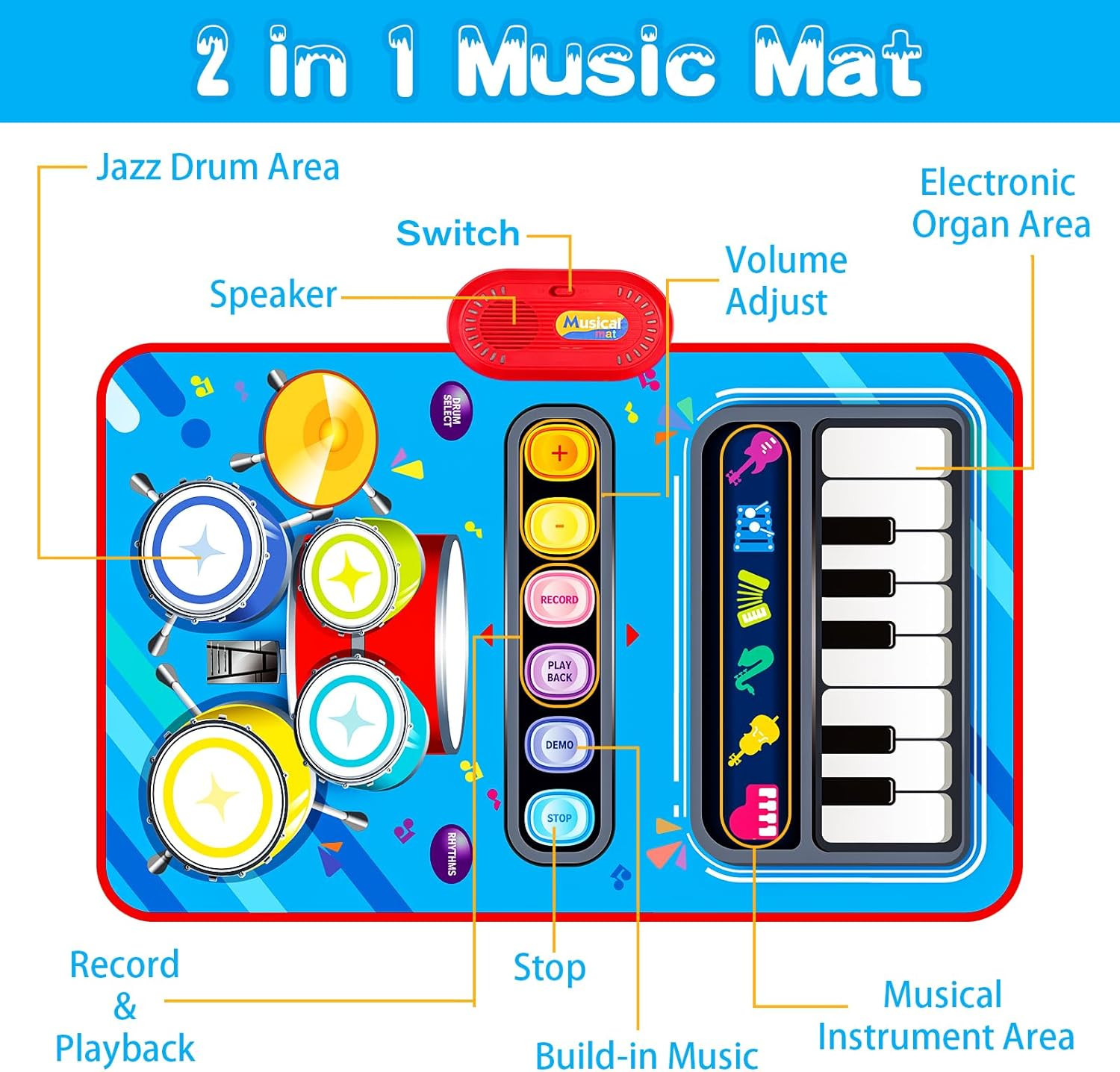 Baby Toys for 1 Year Old: Baby Musical Mat Toddler Toys Age 1-2 – 2 in 1 Pia Dru