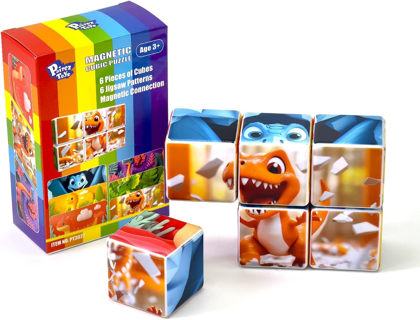 Magnetic Blocks for Toddlers, Dinosaur Theme Magnet Puzzle for Kids, Montessori