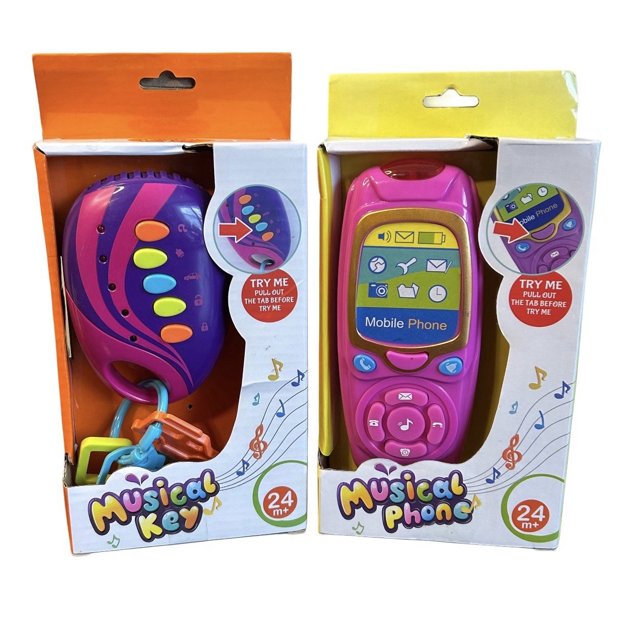 Kids Pretend Toy Lot Musical Phone & Key Sounds Toddler 24mo+ New
