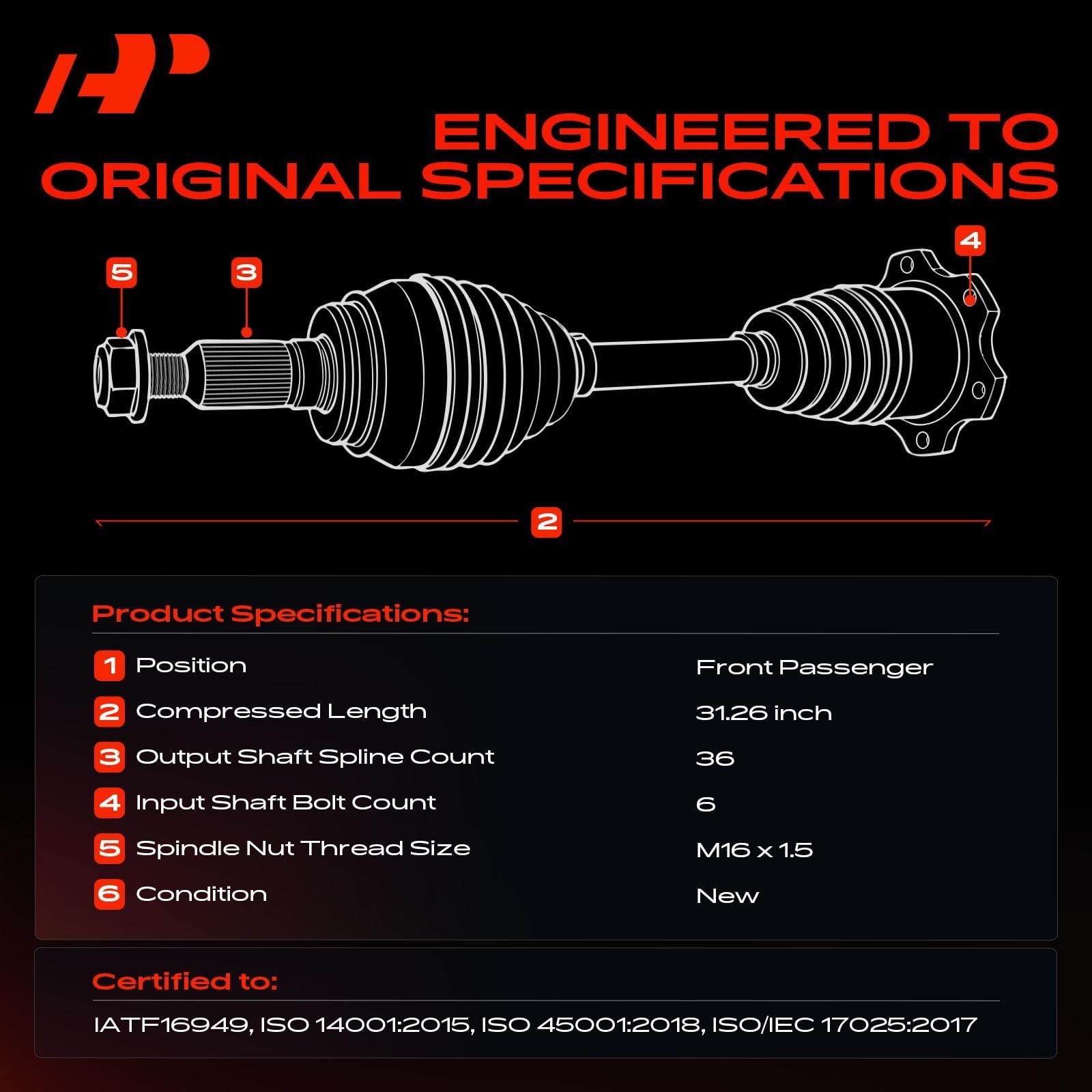 A-Premium CV Axle Shaft Assembly Compatible with Audi A3 06-13 & Volkswagen J…
