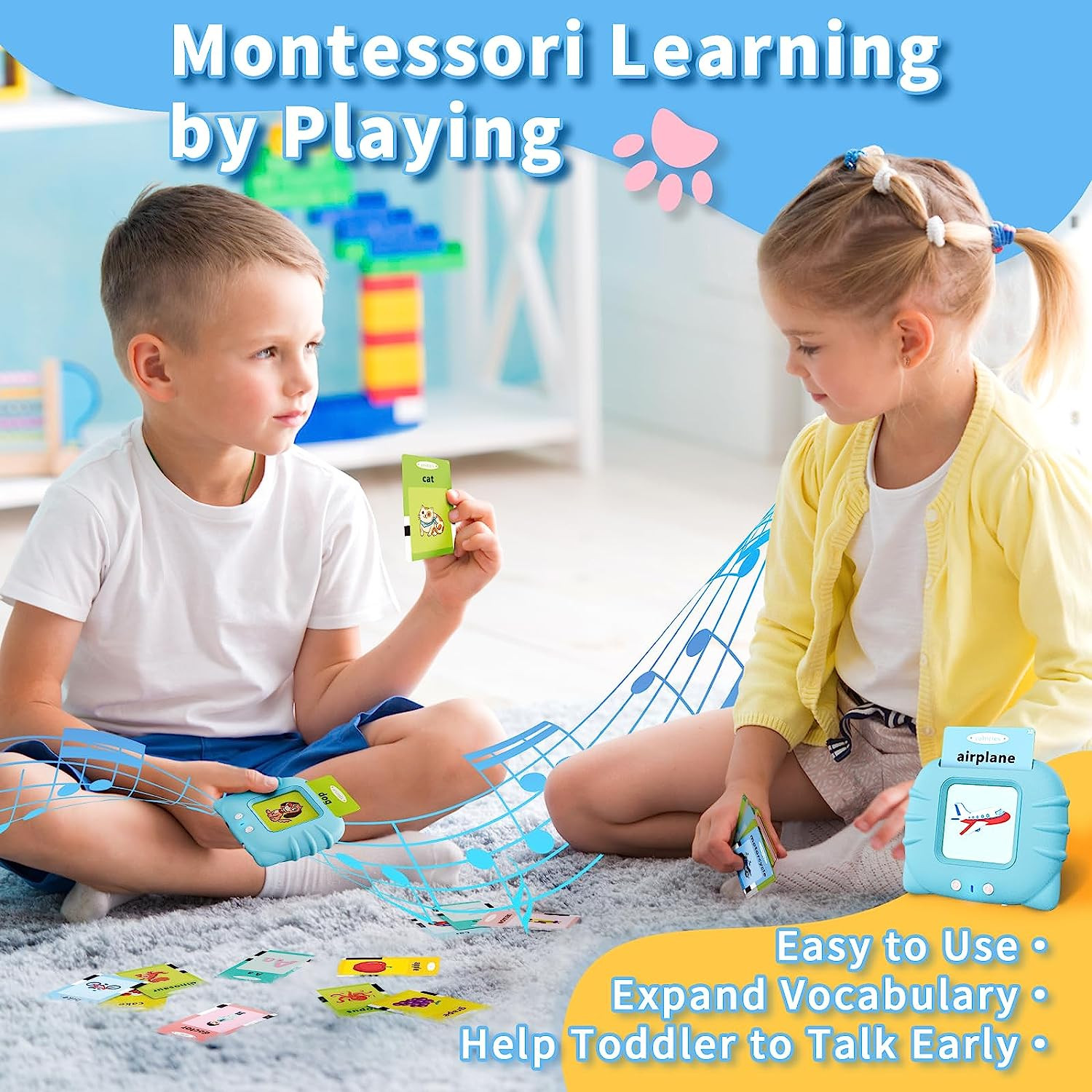 Toddler Toys Talking Flash Cards for 1 2 3 4 5 6 Year Old Boys and Girls, Autism