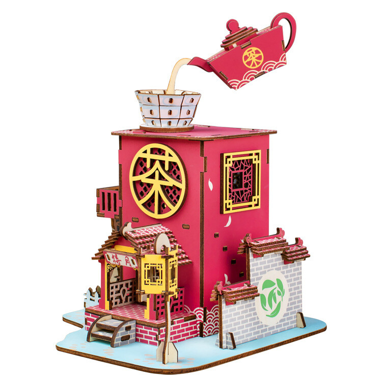 3D wooden puzzle DIY toy woodcraft assembly kit China building Deyue Tea House