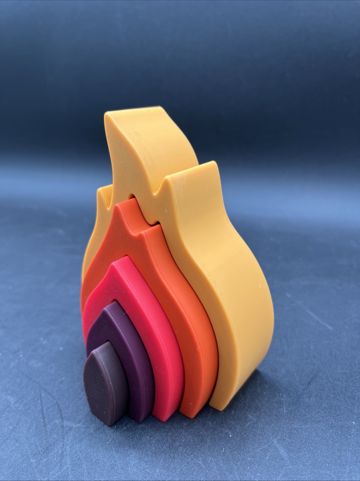 5 Piece Silicone Stacking Toy Flames Multi Color Rainbow
