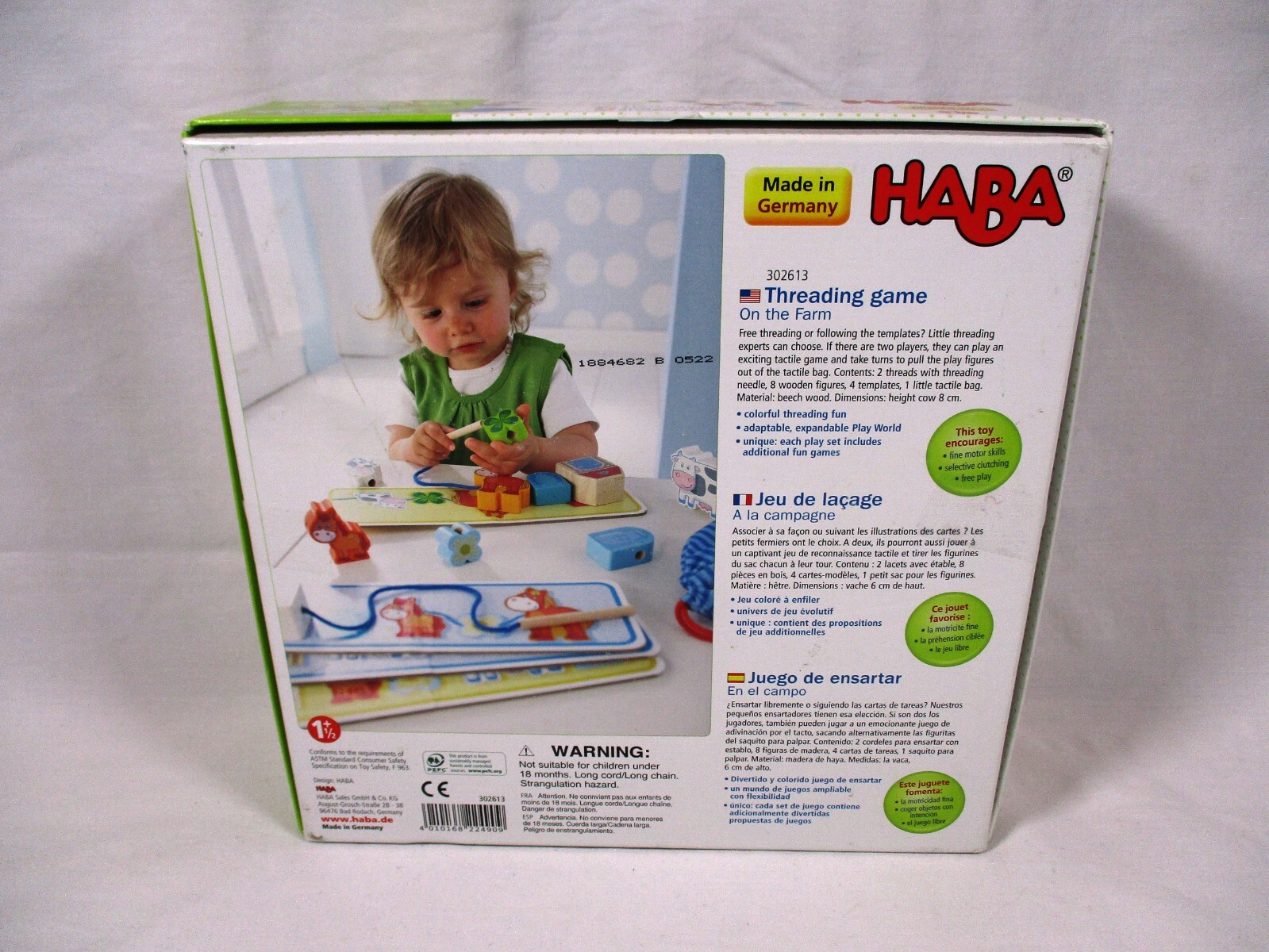 HABA Threading Game On The Farm Wooden STEM Educational Toys Made in Germany