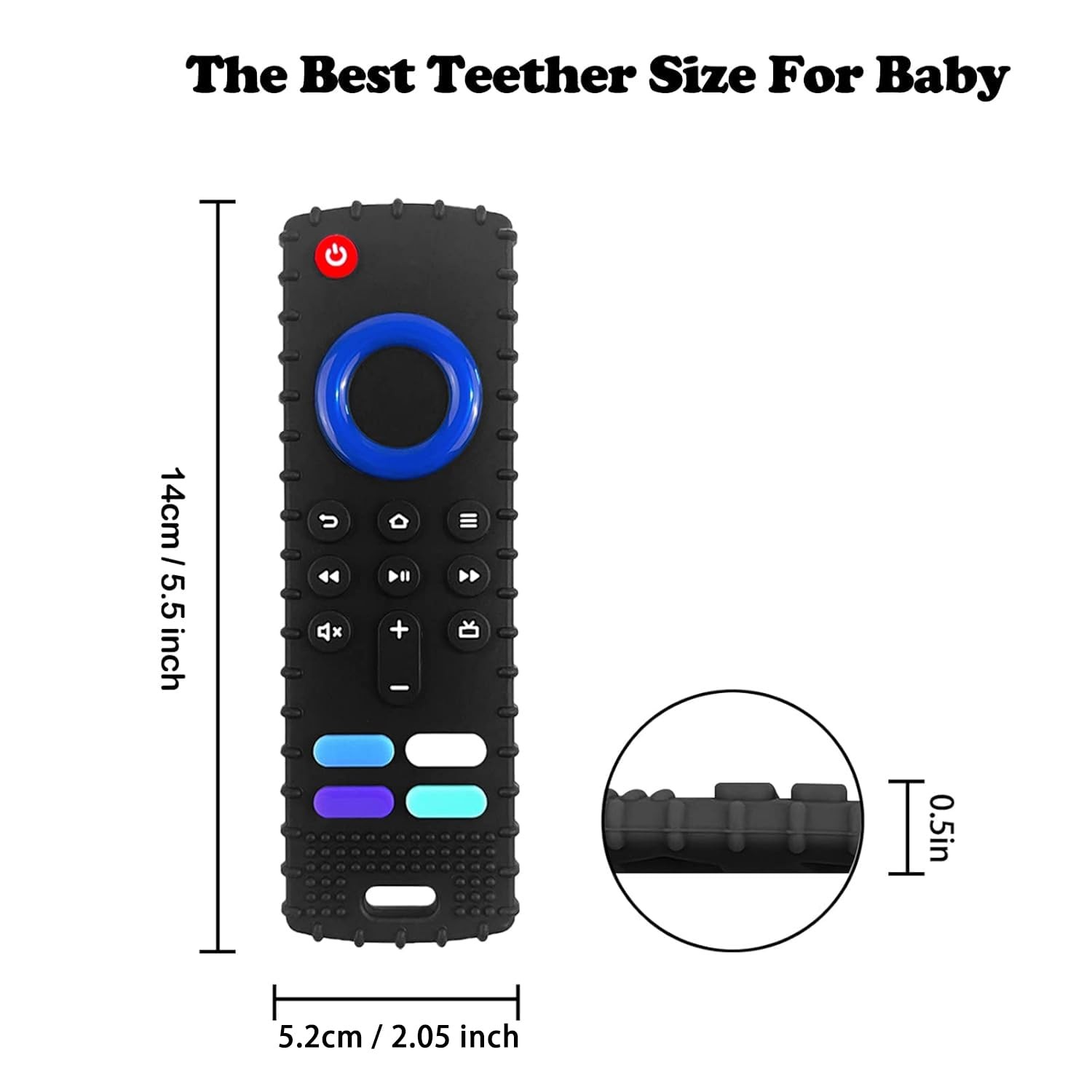 ERSIHUA 2-Pack Silicone Baby Teething Toys, TV Remote New-F Black+R Purple