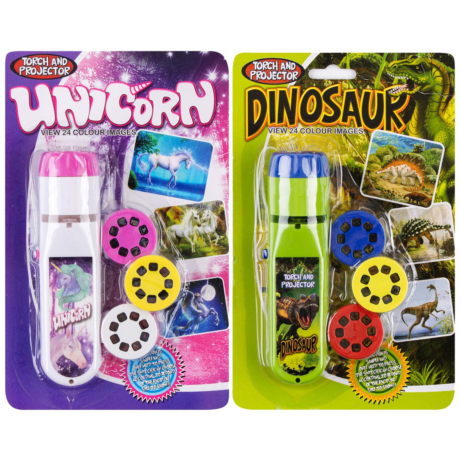Georgie Porgy Slide Torch Projector ‎3.8 x 25 x 21.5 cm, Dinosaur + Unicorn