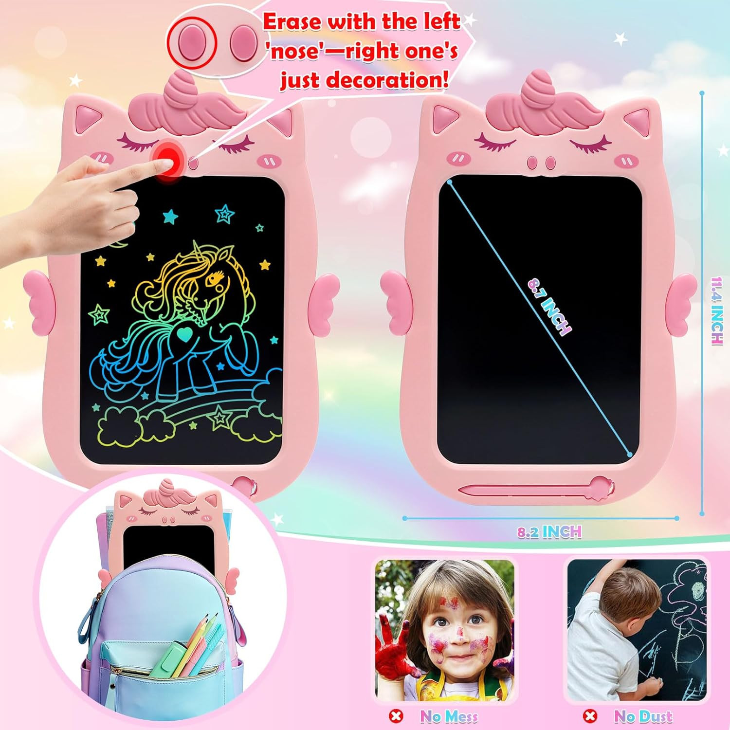 10 Inch Kids Drawing Writing Tablet Doodle Board Toddler Girls Toy Age 1-6