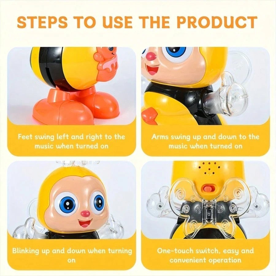 Musical Dancing Bee Toy with LED Lights Baby Toddler Birthday Gift Boys Girls