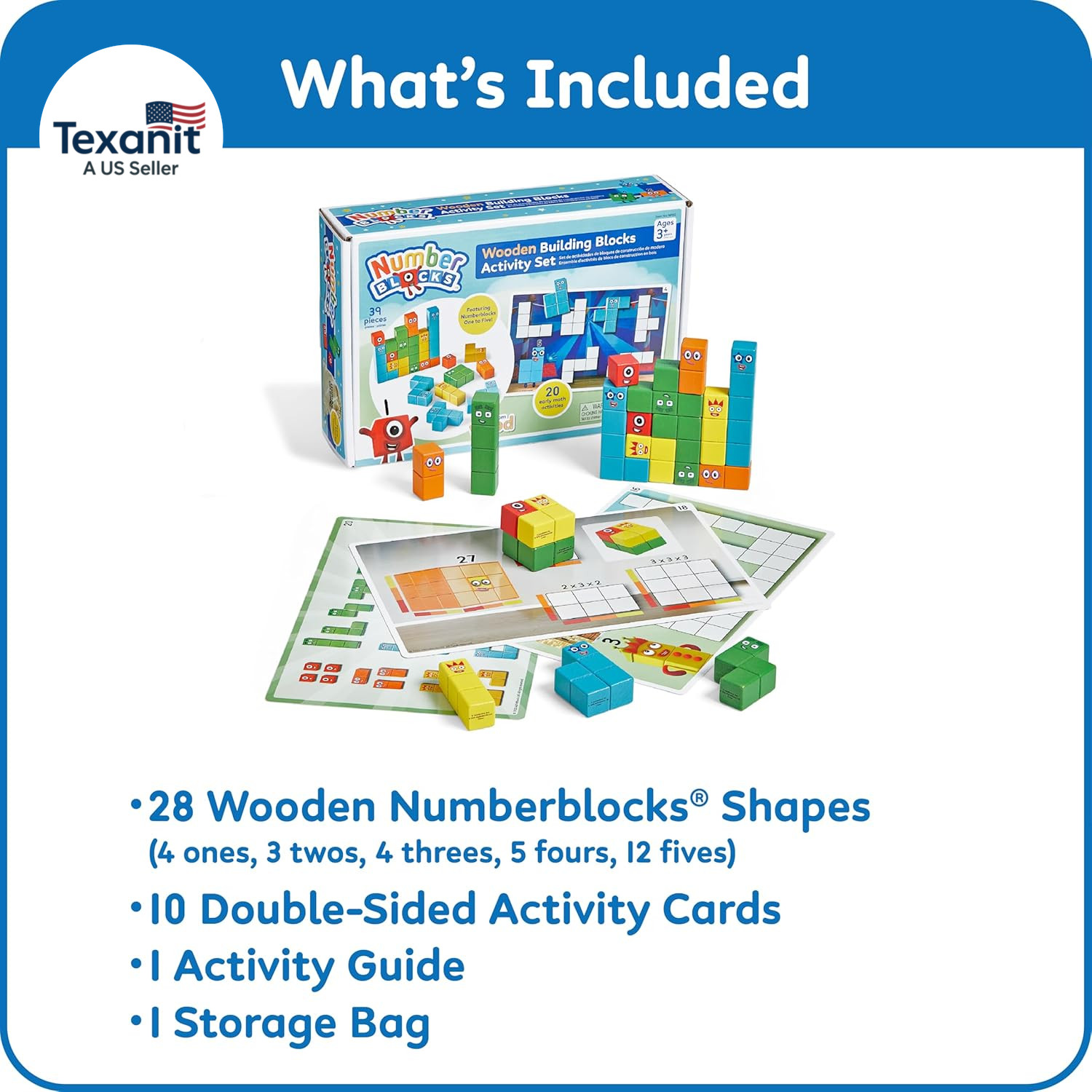 Numberblocks Wooden Building Blocks Activity Set, Wood Stacking Toy, Counting Bl