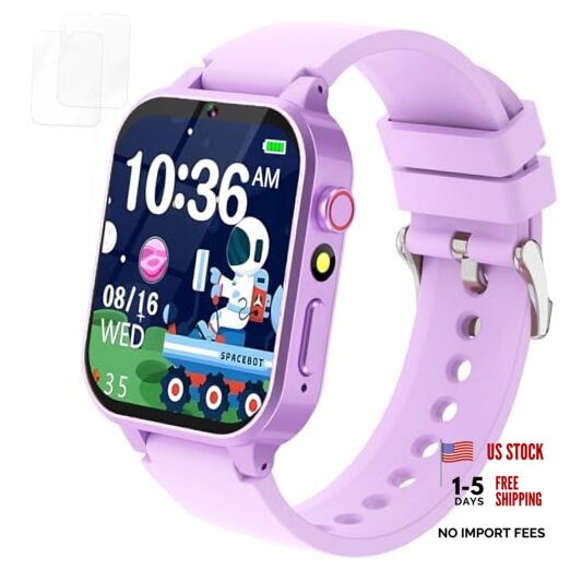 Purple Kids Smart Watch for Girls Age 6-12 – HD Touchscreen – Purple