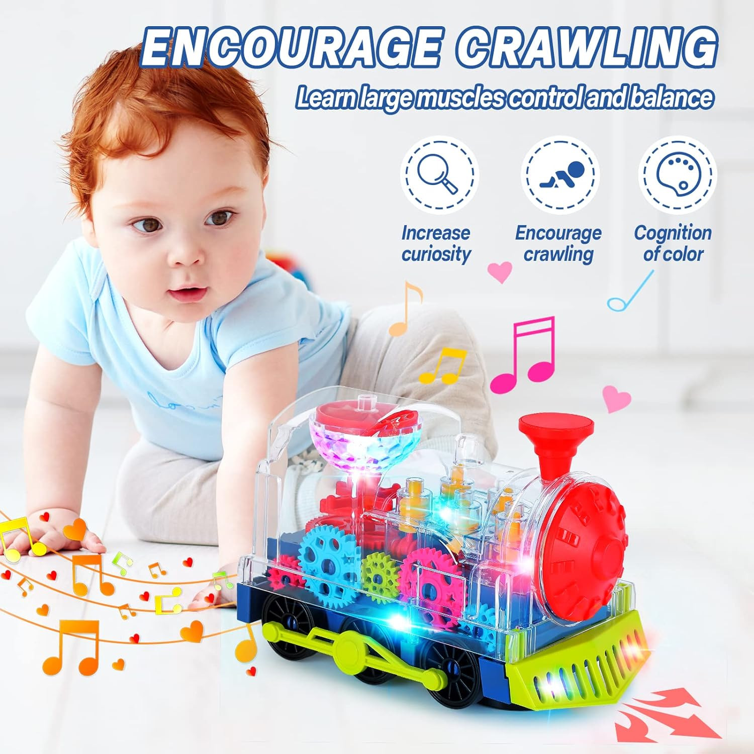 Light up Train Toys for Toddler,Interactive Autism Sensory Toys with Colorful Mo