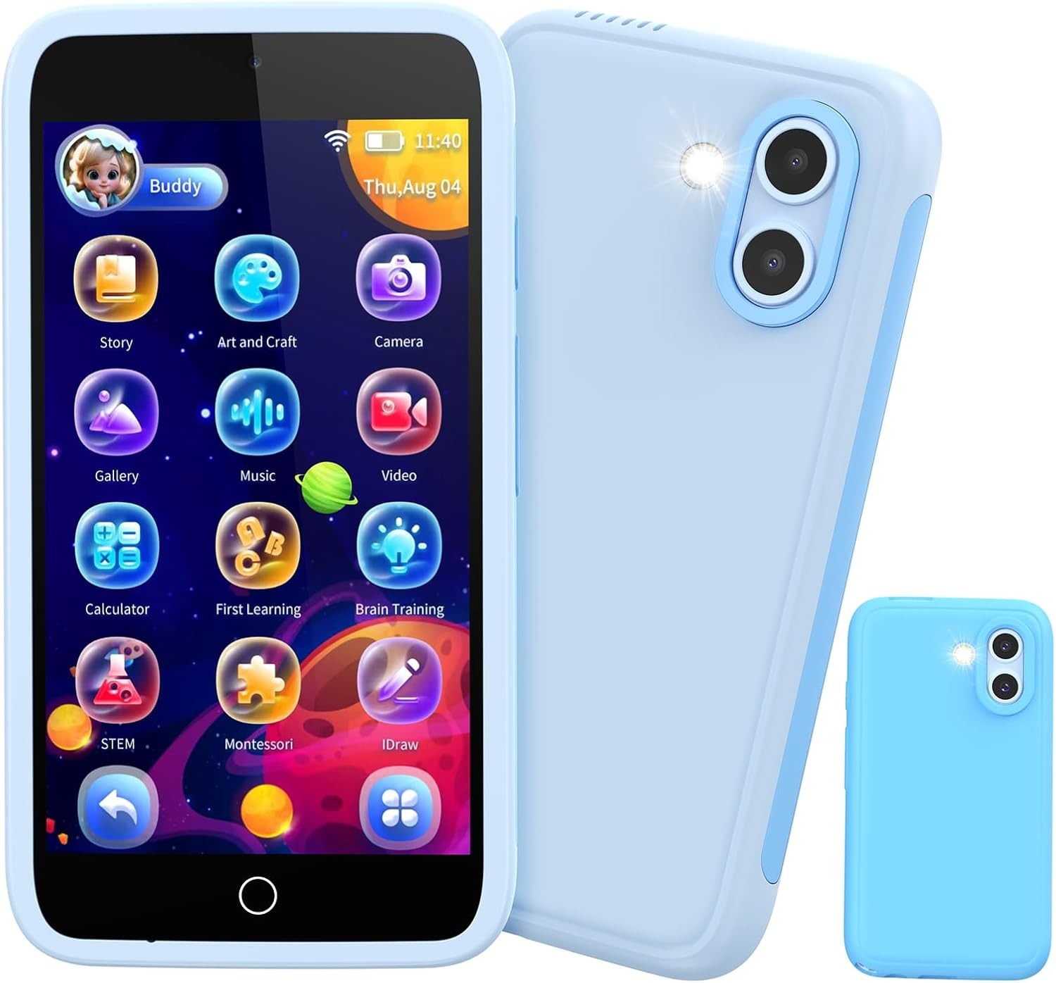 Kids Smart Toy Phone, Dual Camera with Stickers, 3.97″ Touchscreen Learning Toy
