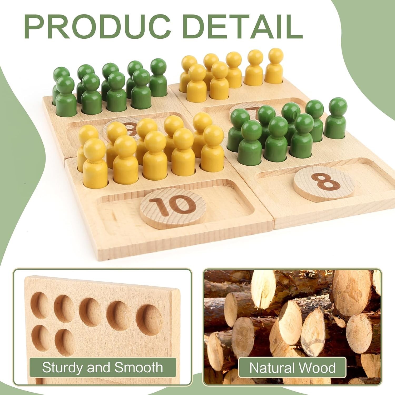 Montessori Toys – Counting Peg Board for Kids – Montessori Math and Numbers f…