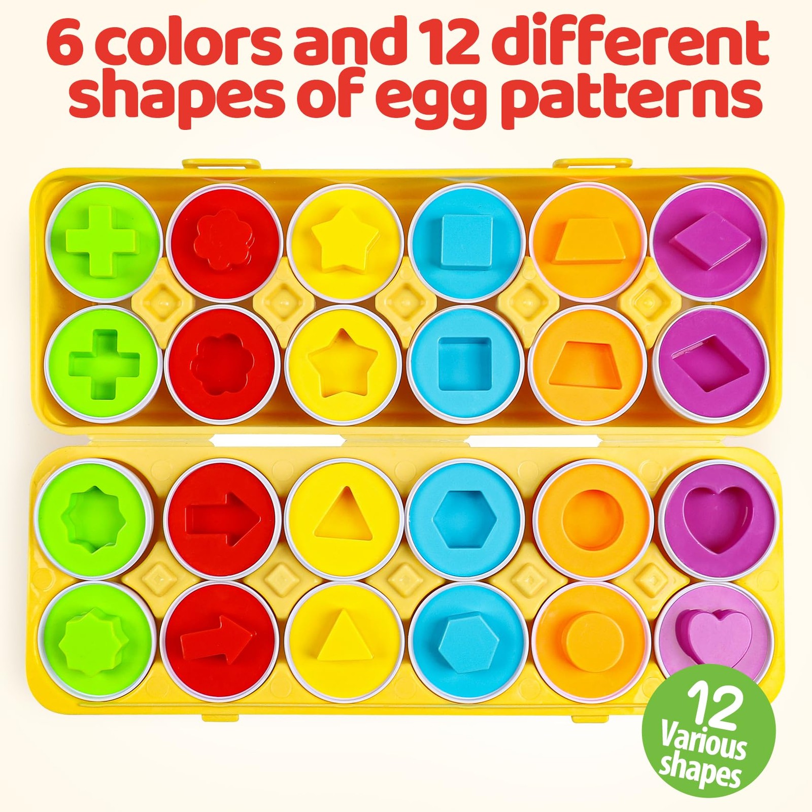Egg Toys for Toddlers 1-3,Montessori Geometric Eggs Early Fine Motor Skills L…