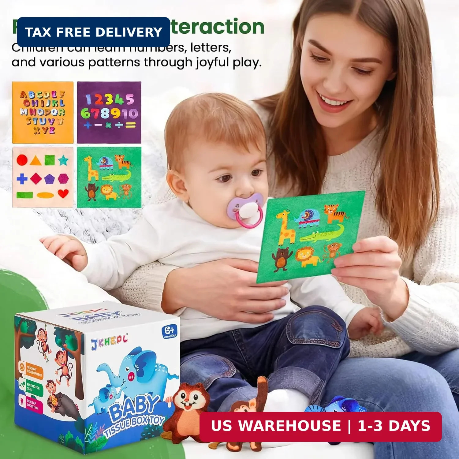 Baby Toys 6-12 Months – Baby Tissue Box Toy for 6 9 12 18 Months Old Montessori