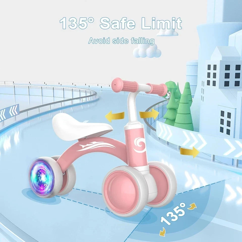 Colorful Lighting Baby Balance Bike Toys for 1 Year Old Girl Gifts 10-36 Month