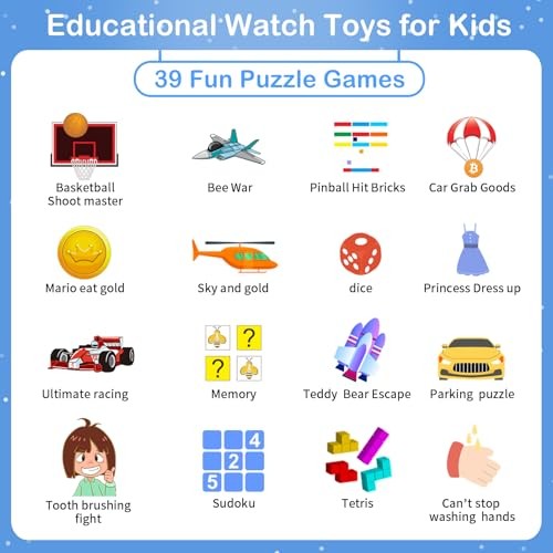Smart Watch for Kids with 39 Games Alarm Clock, Touchscreen, Calendaring blue