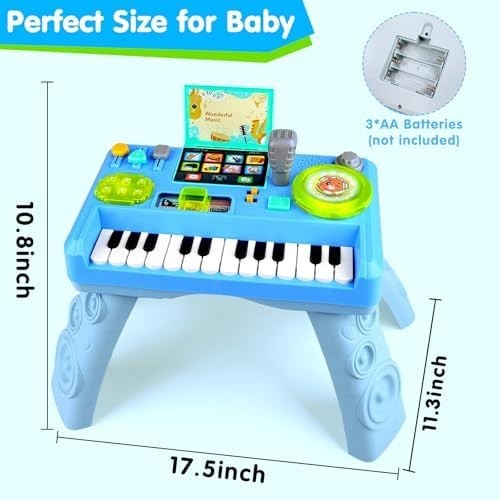Baby DJ Table for Toddlers 1-3, Baby Musical Piano Toys 6-9-12-18 Months Toddler