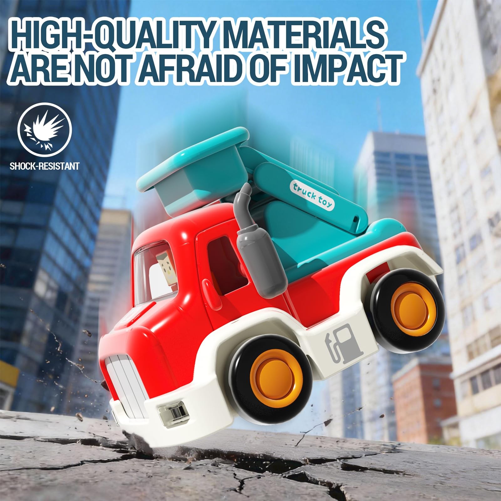 Cars for Toddlers 1-3, Friction Powered, Light & Sound Car Toys with Mini Tru…