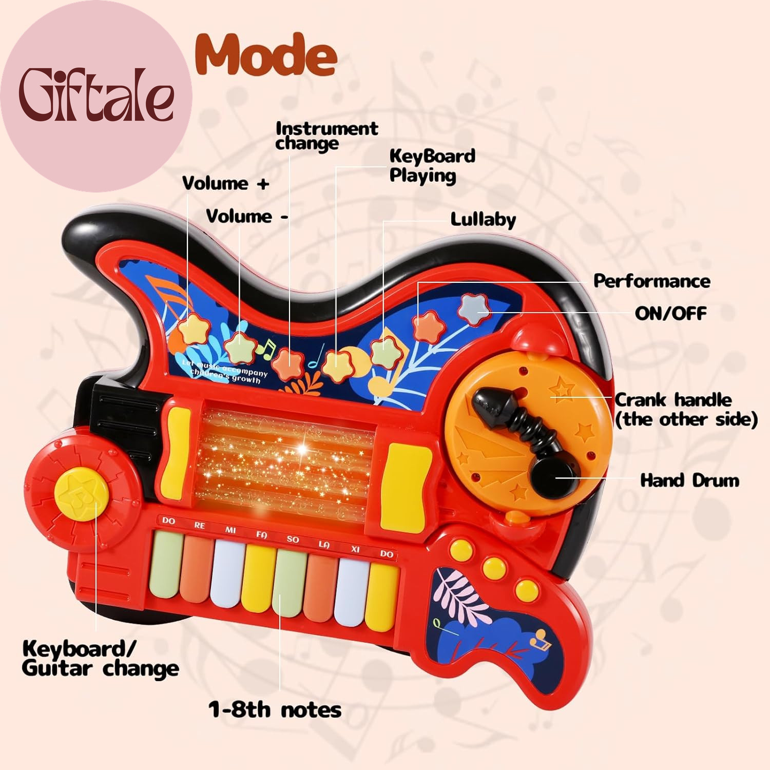 Kid Guitar, 4 in 1 Toddlers Guitar and Piano Guitars for Kids 3-5 with Strap Gui