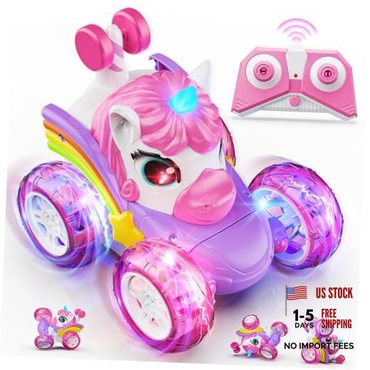 Carsky Unicorn Remote Control Car for Girls,Rechargeable 360°Stunt RC Cars