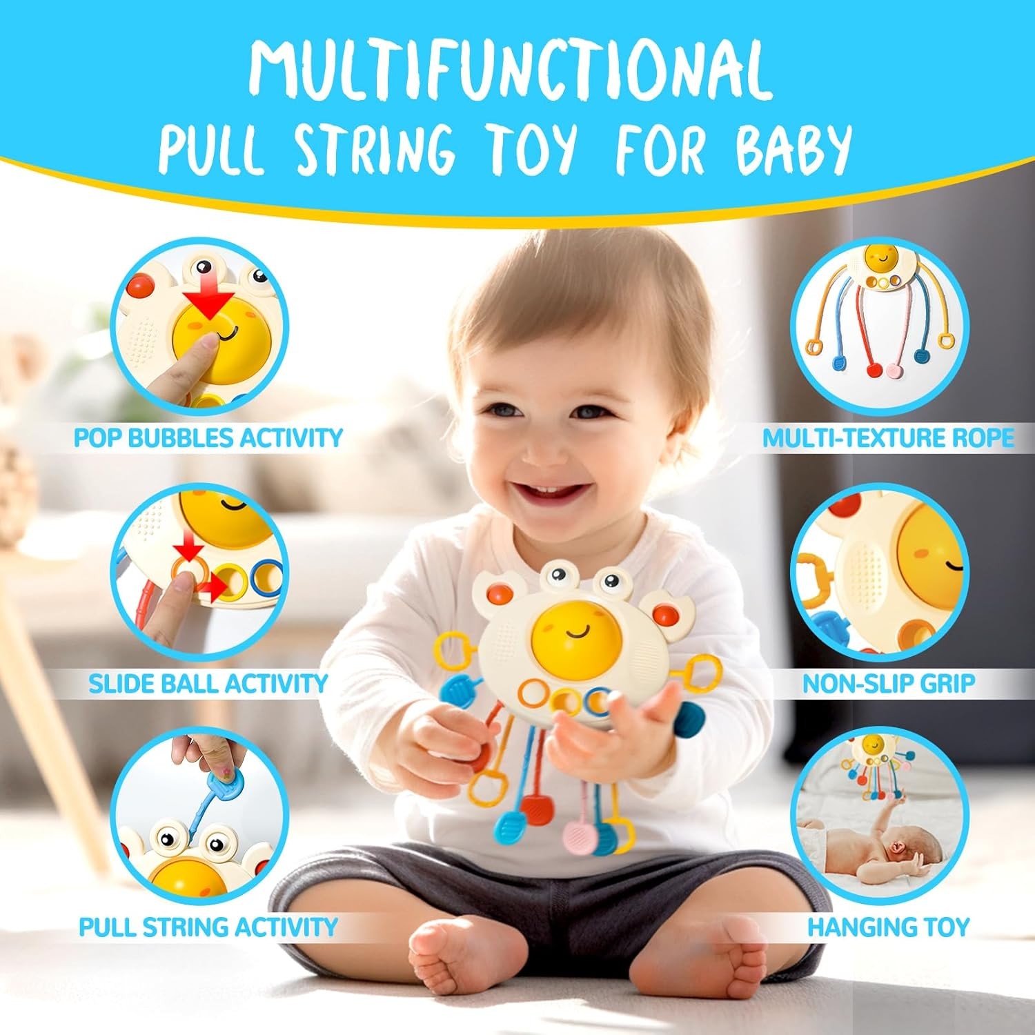 Montessori Toys for Babies 0-3-6-12 Months, 6 in 1 Baby Toys 4 5 6 7 8 9 Month