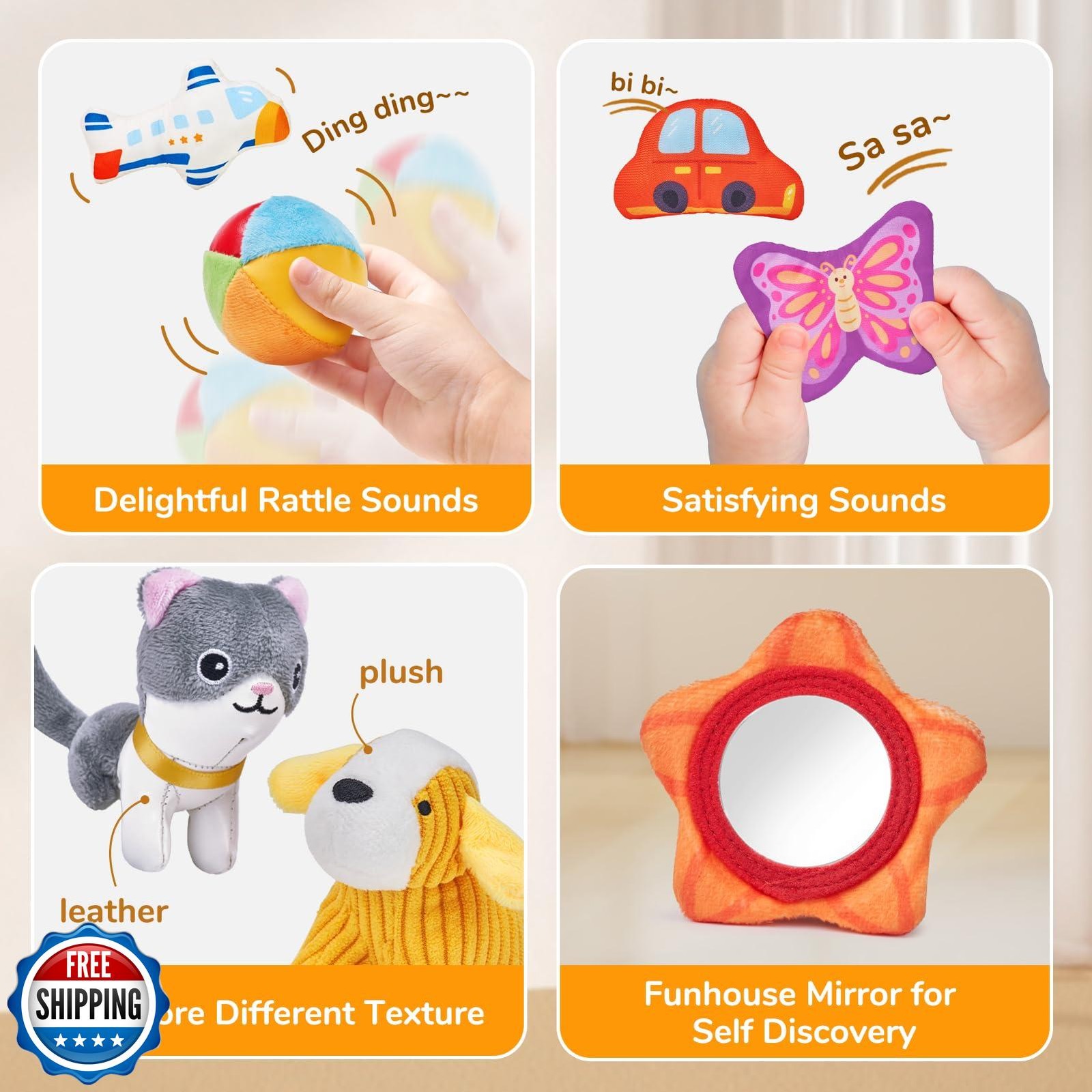 JoyCat Baby Toys 6-12 Months – Mystery Soft Box with 10 Sensory O