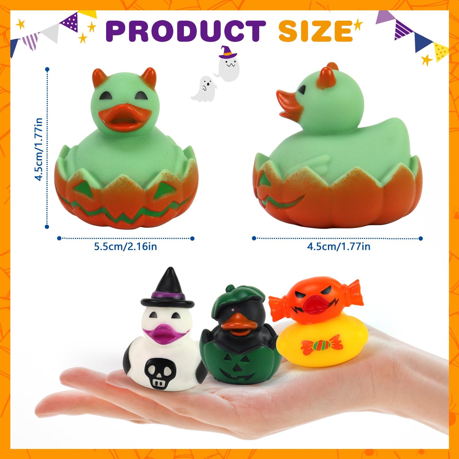 Fudragtn 50 Pcs Halloween Rubber Ducks Halloween Ducks For Jeeps Ducking Random