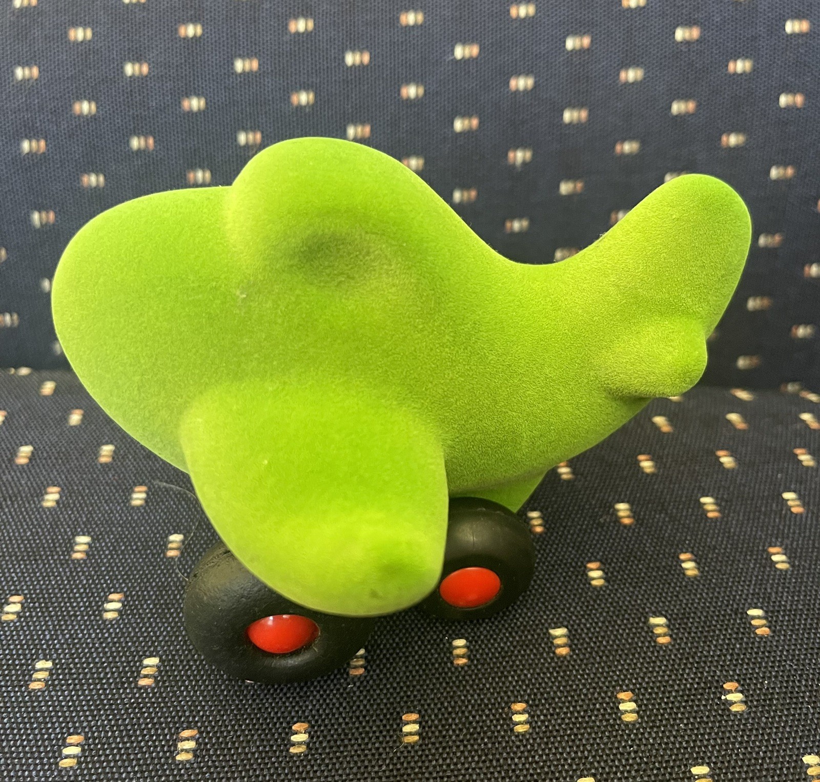 Rubbabu Soft Sensory Toy Green Airplane Flocked Rubber Toddler Vehicle 4”