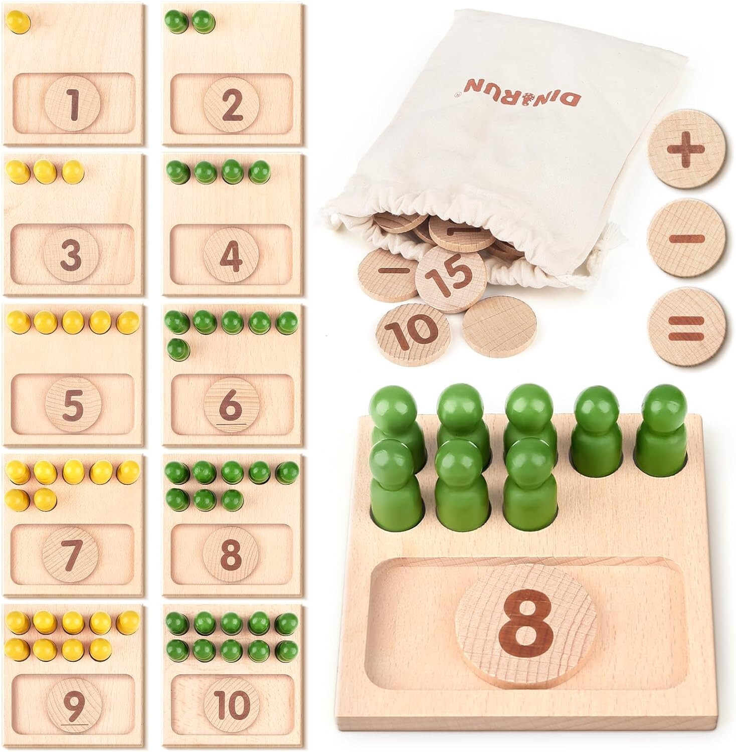 Montessori Toys – Counting Peg Board for Kids – Montessori Math and Numbers f…