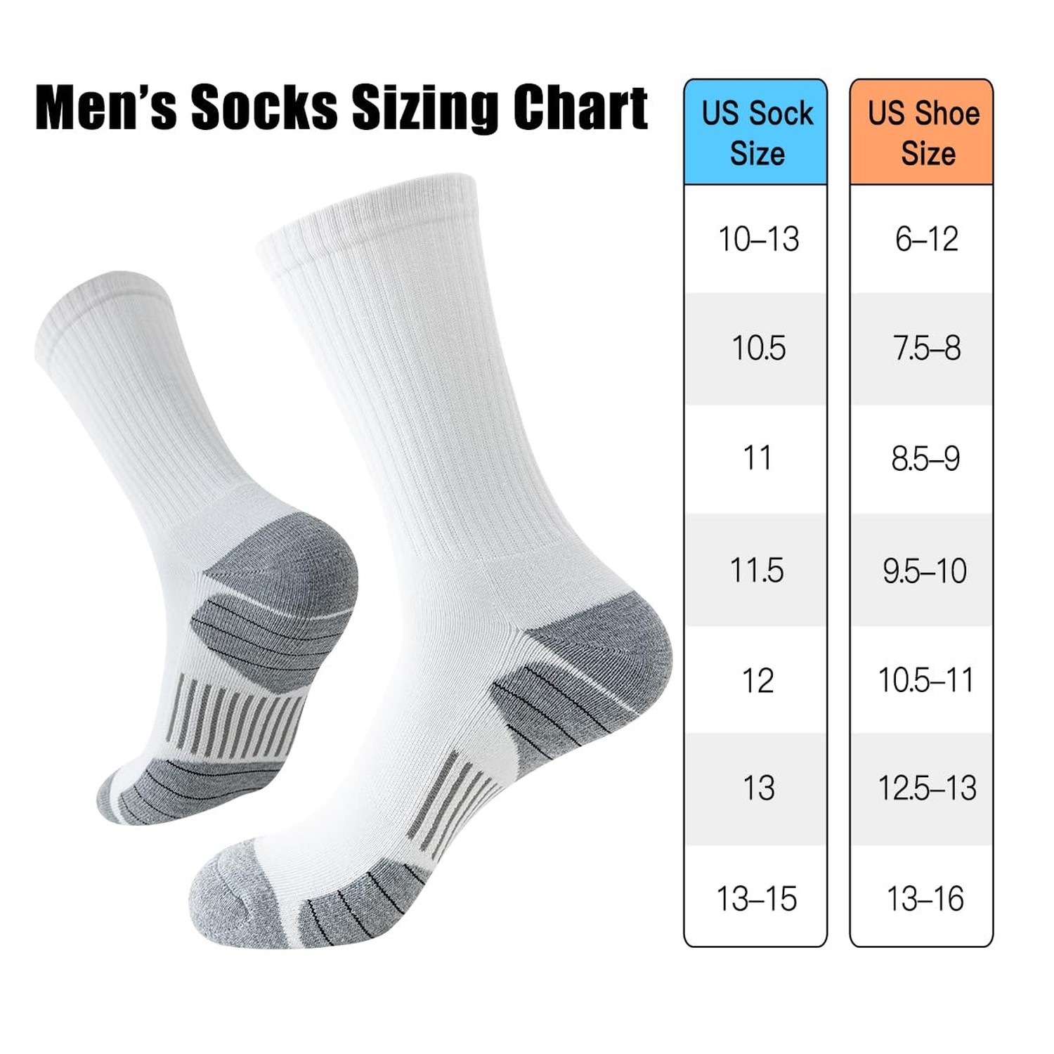 JOYNÉE 8 Pairs Mens Athletic Crew Socks Cushion Running Work Breathable Out
