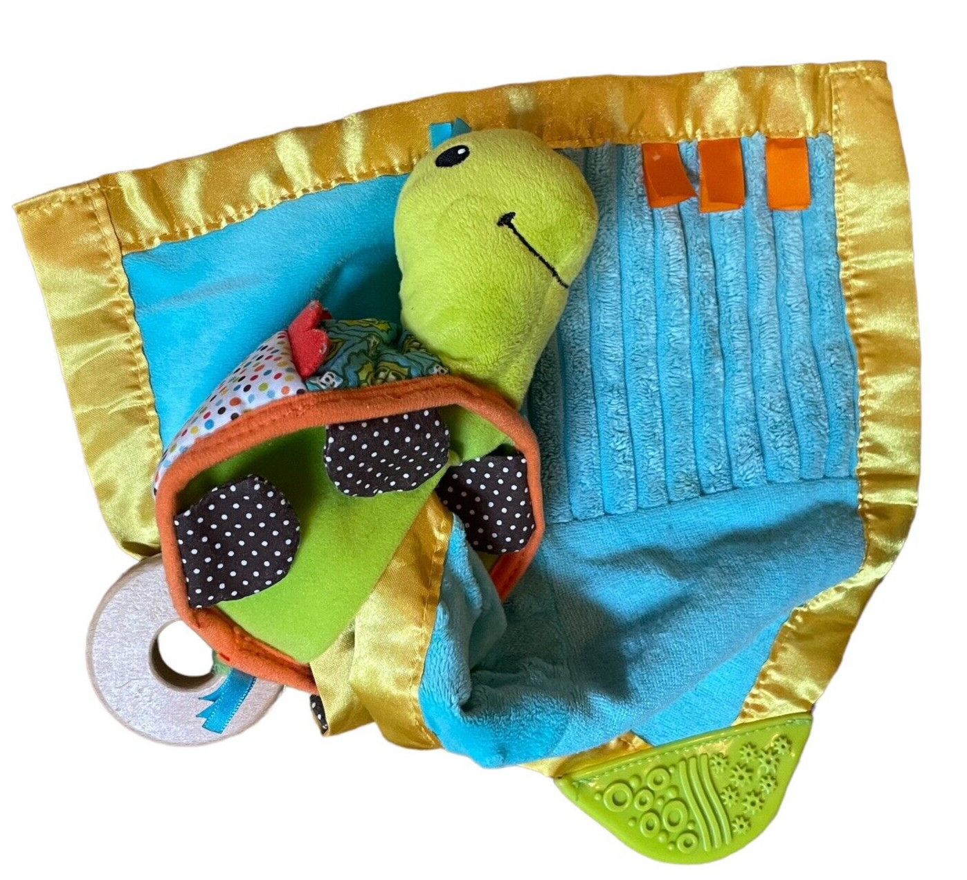 Lovey Turtle Sensory Activity Blanket Teether Rattle Security Blanket Baby Toy