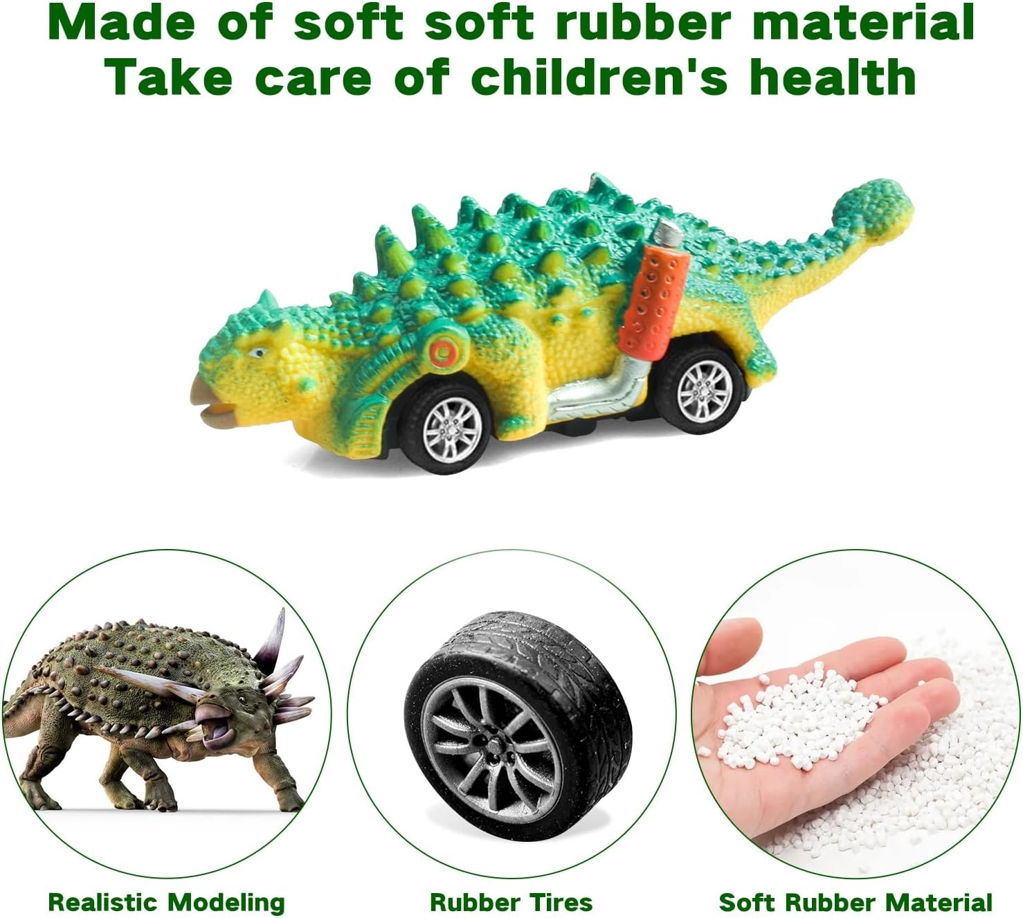 6-Pack Colorful Dinosaur Pull Back Cars – Perfect Fun for 3-5 Old Boys