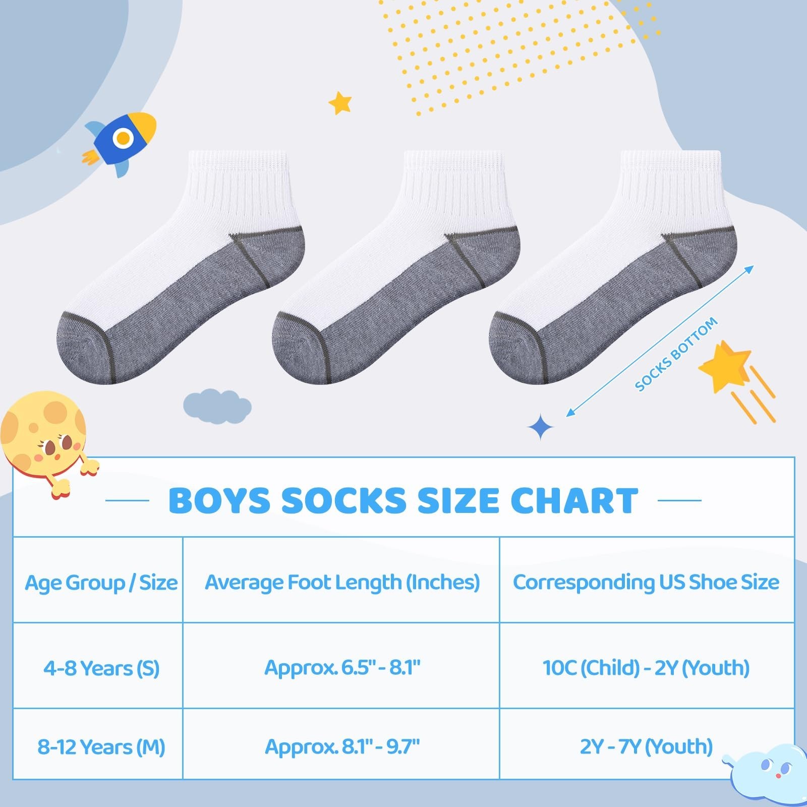 30 Pairs Ankle Socks For Little Boys 4-12 Years Old | Thin, Breathable Athlet…
