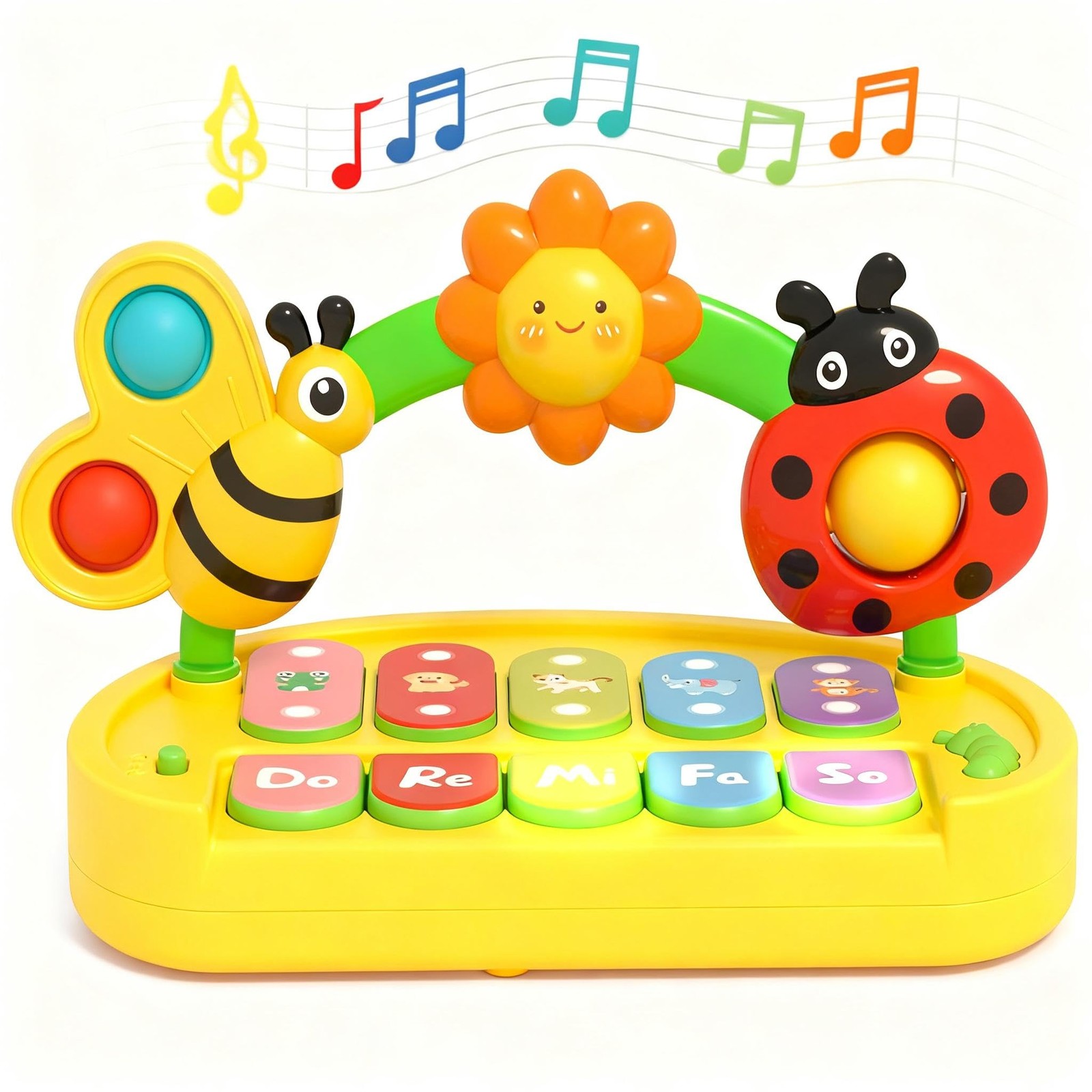 Baby Piano Toy 6-12 Months Light Up Music Keyboard Toys Small, Yellow