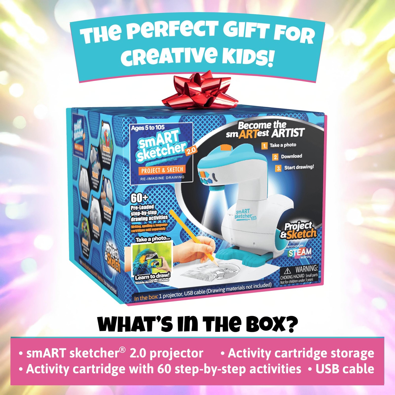 Flycatcher Smart Sketcher 2.0 Projector, Drawing and Medium, Teal & White