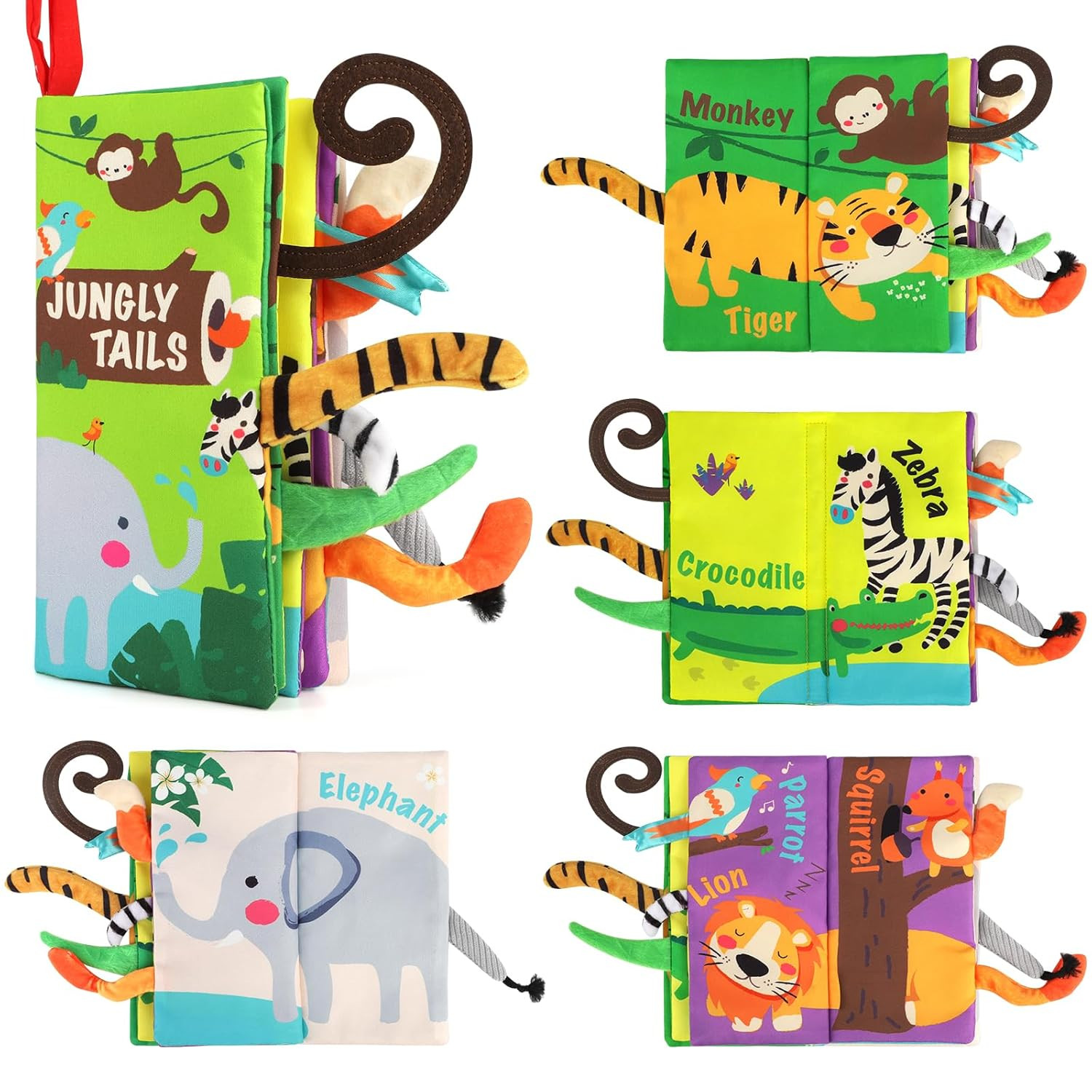 Baby Books Toys, Touch and Feel Crinkle Cloth Book for Infant Baby 0-3-6-12-18 M