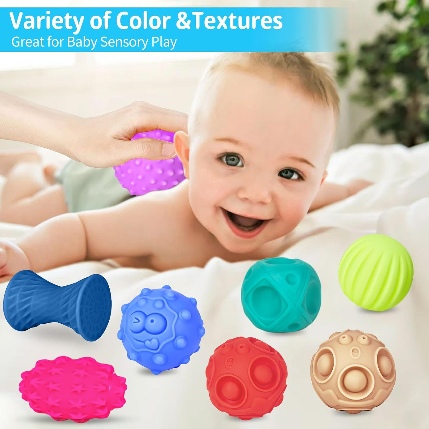 24 Pcs Sensory Balls Toddlers Babies Montessori Soft Textured Multi Color