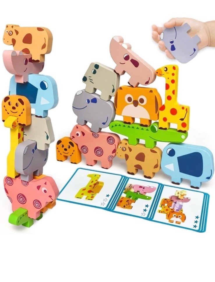Maaacute Montessori Toys for Toddlers Wooden Animal Blocks Sorting 2 pack