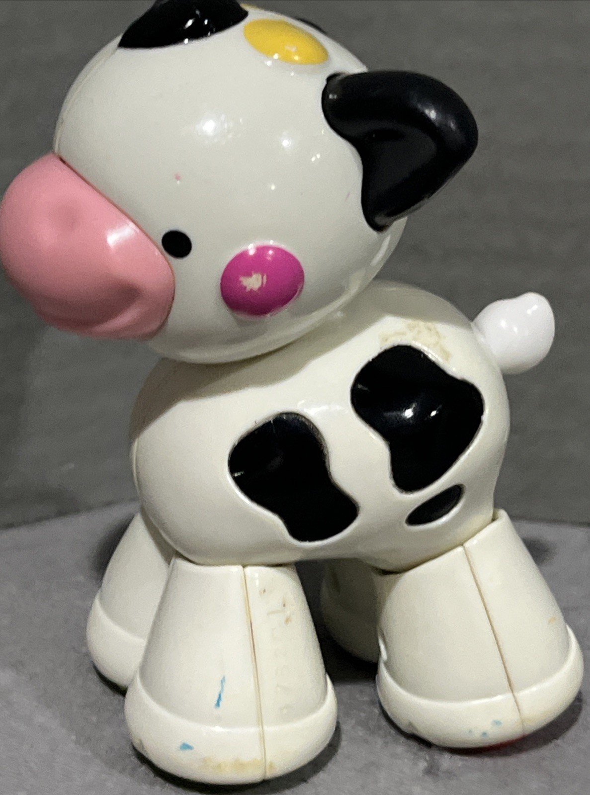 Vintage Fisher Price Amazing Farm Fun Animals Spotted Cow Toddler Toy Teether