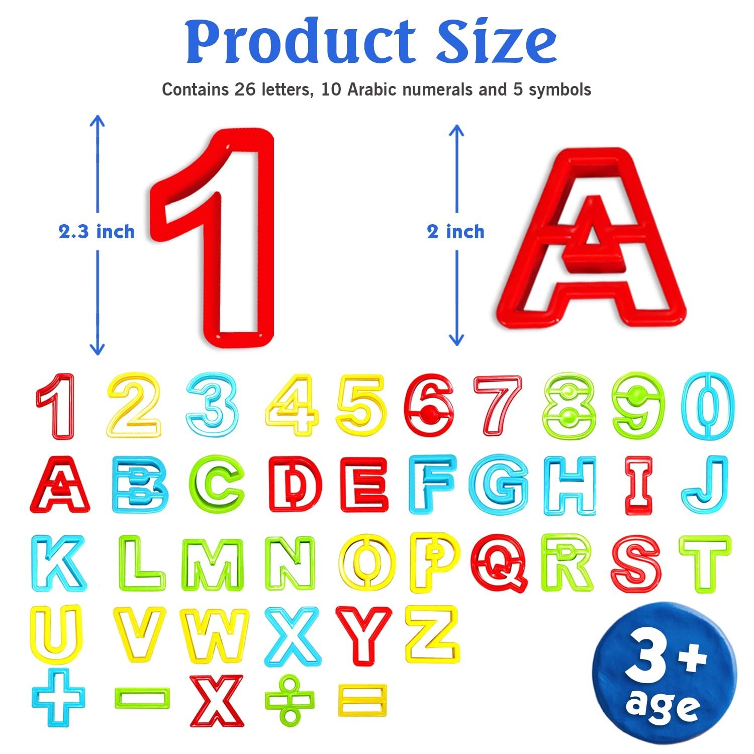 Alphabet & Numbers Dough Cutter Kit,1.5″- 2″,Set of 41