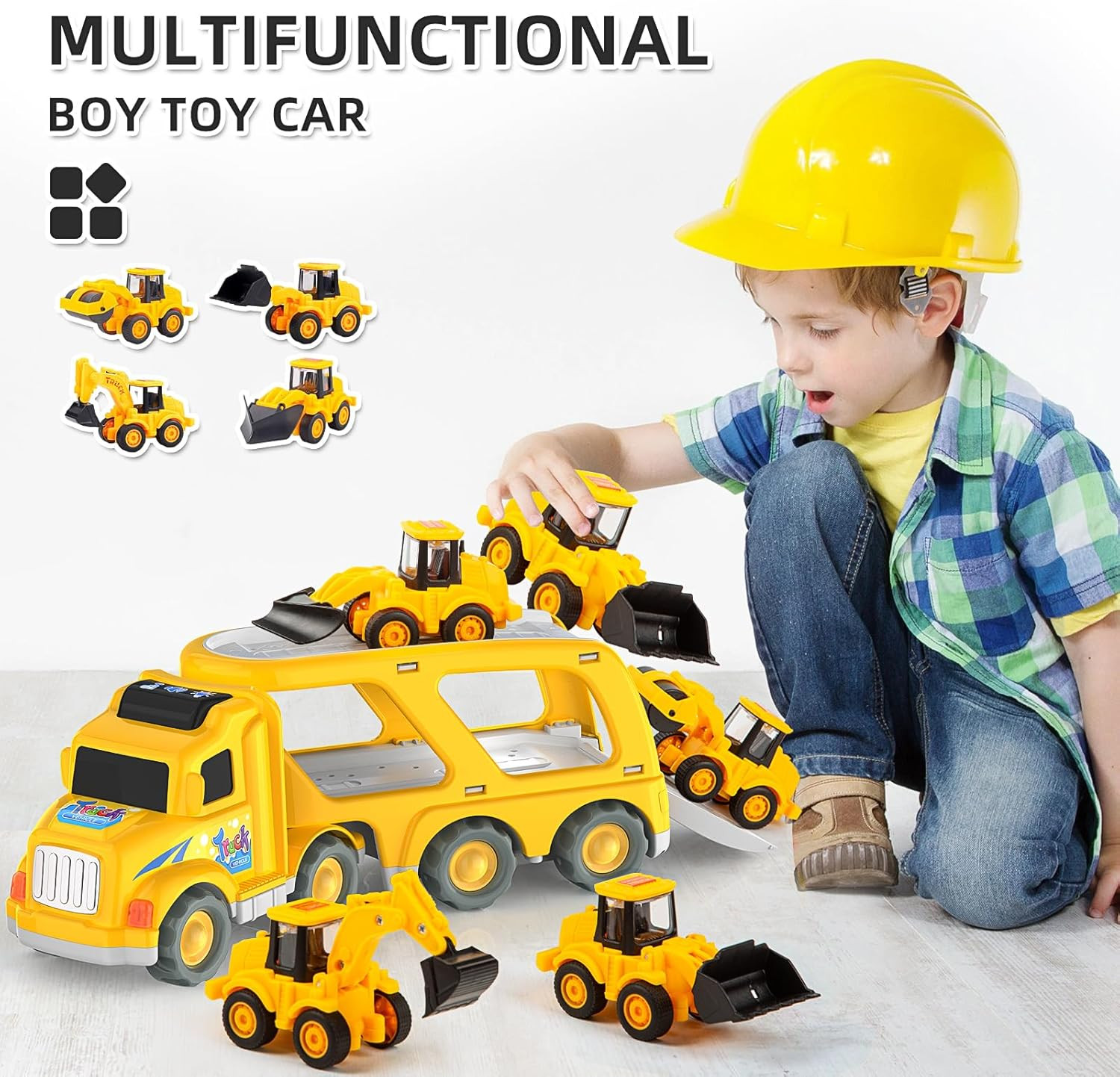 Construction Truck Toys for Boys Girls Age 3 4 5 6 Years Old，Carrier Transport T