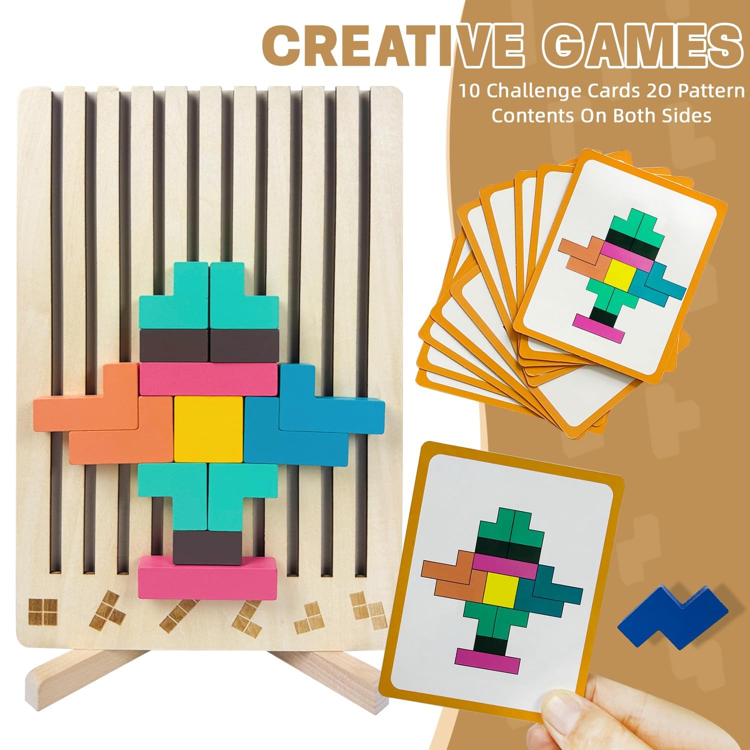 Wooden Stacking Puzzle Toy,3D Wooden Montessori Puzzles Toy,Giant Russian Blo…