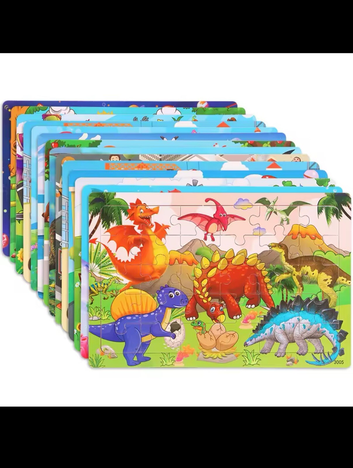 30 Pcs Children Wooden Puzzle Cartoon Vehicle Animal Learning Kids 3-7 Years