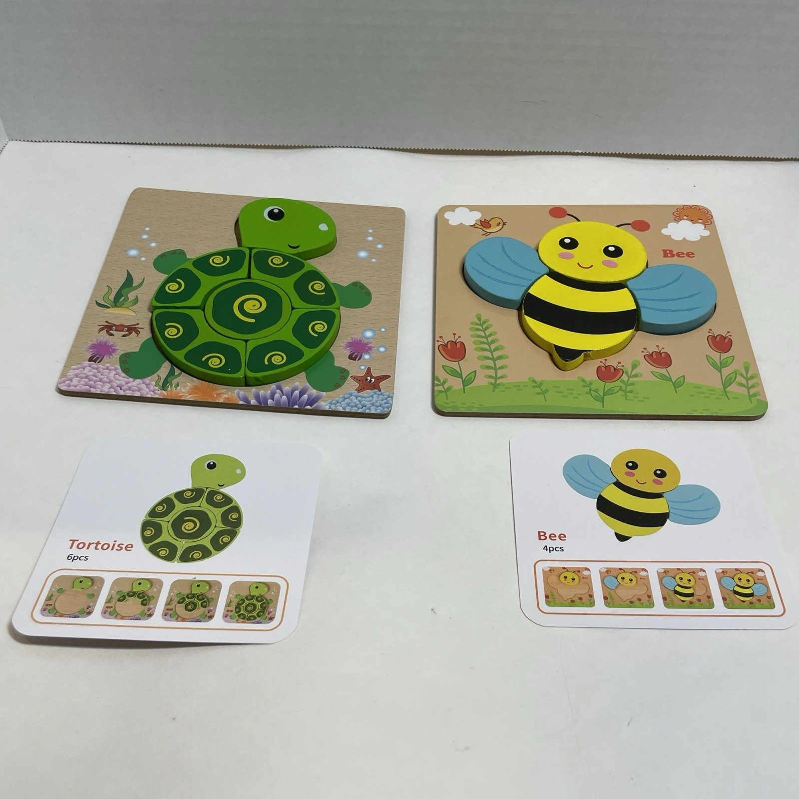Montessori Developmental Toddler Jigsaw Puzzles, Wooden, Complete Set of 4