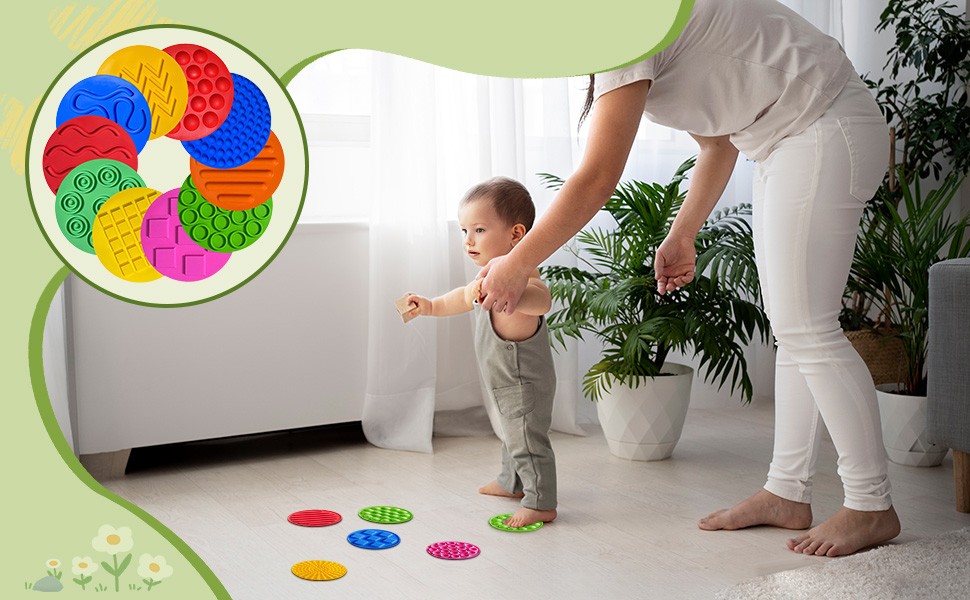 10Pcs Sensory Mats Portable Learning Activities Small Textured Sensory Circles