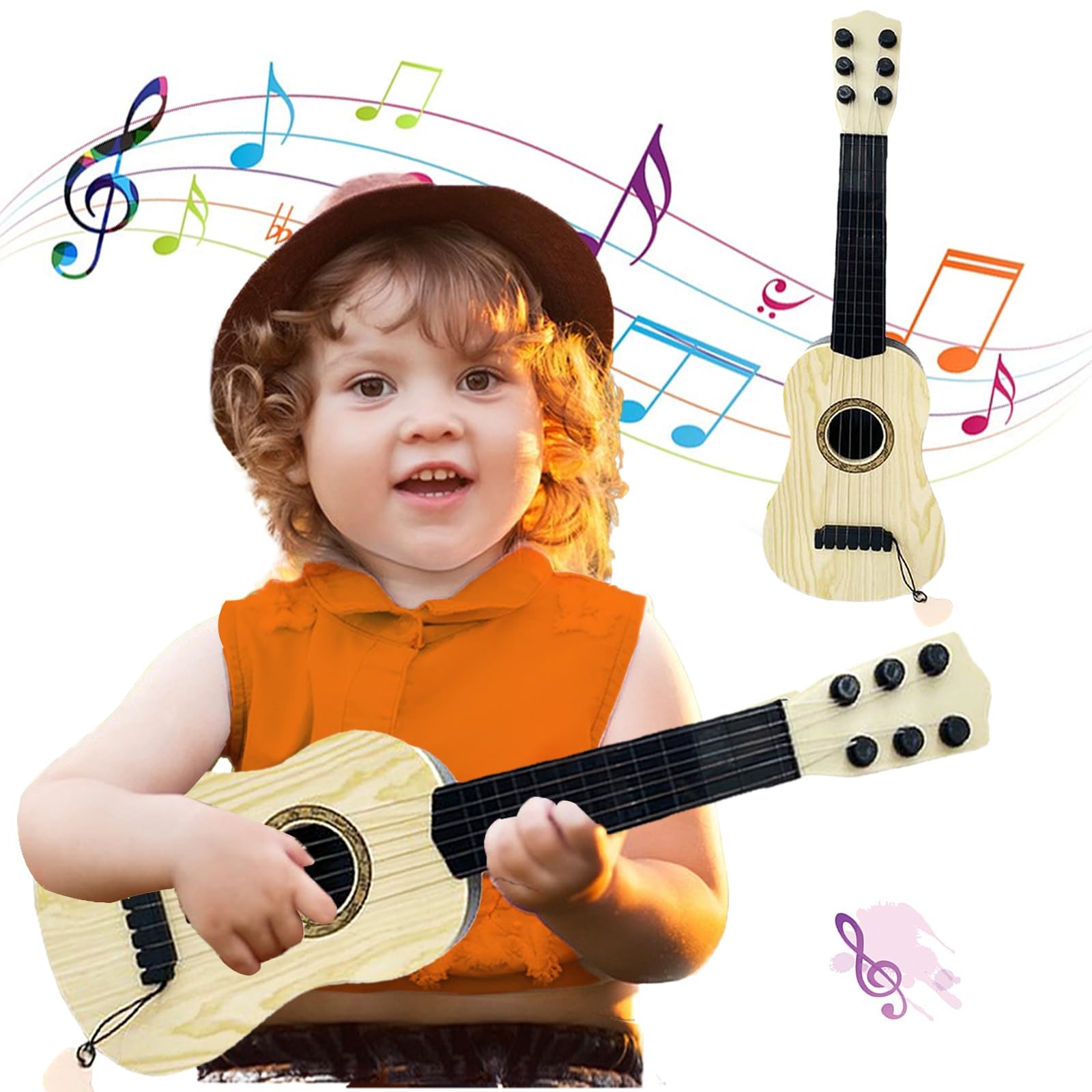 Kids Toy Guitar 6 String,17 inch Mini Baby Guitar with Pick,Musical Instrumen…