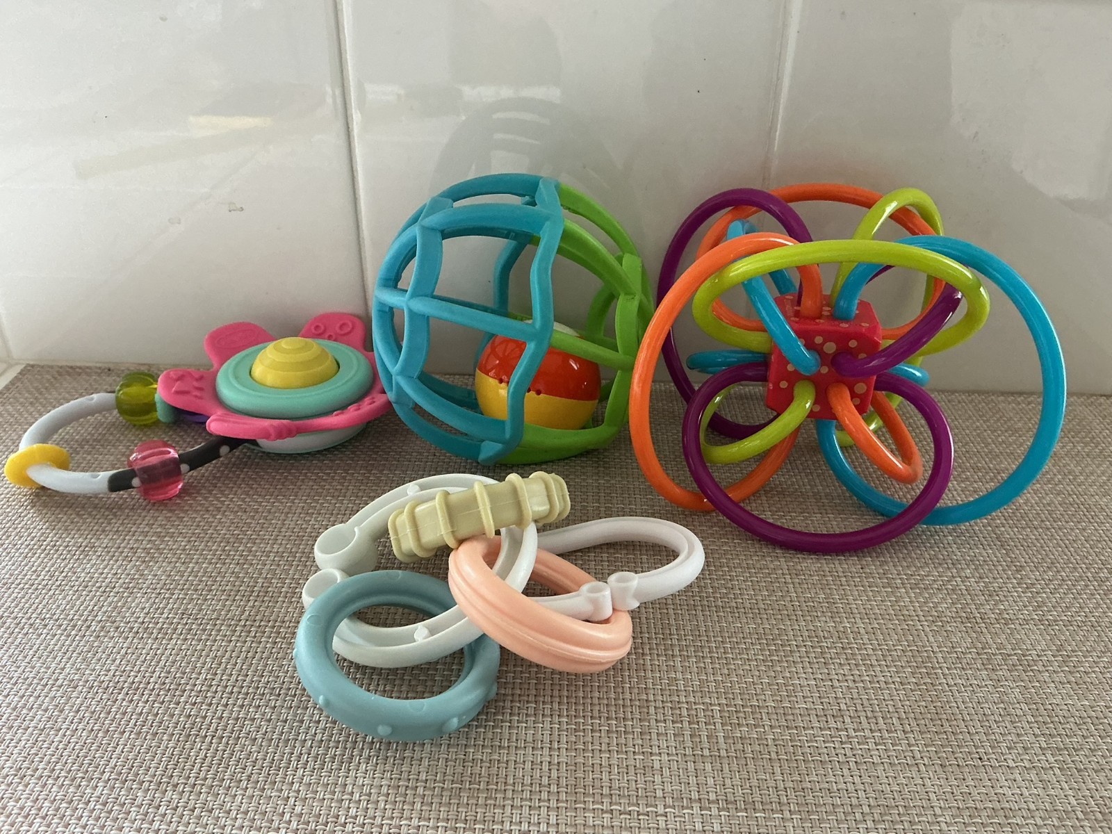 Set of 4 Baby Toys Twist/Teether/Rattle Pre-owned