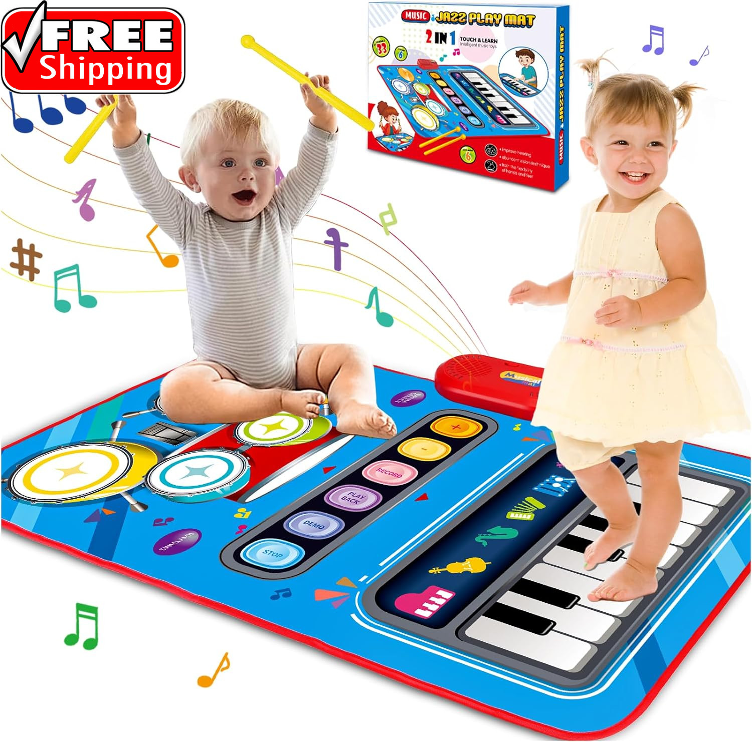 Baby Toys for 1 Year Old: Baby Musical Mat Toddler Toys Age 1-2 – 2 in 1 Piano D