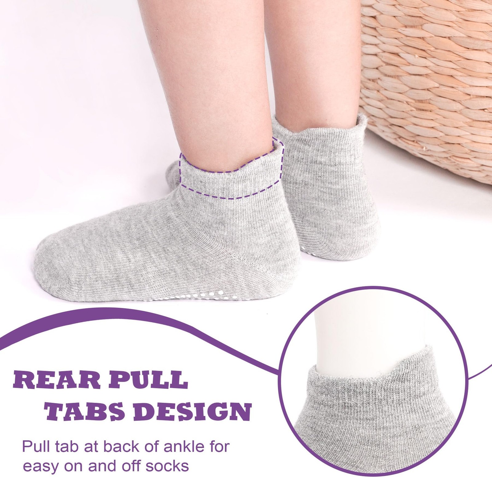 12 Pairs Toddler Non-Slip Socks with Grips for Boys & Girls, Ages 6 Months-7